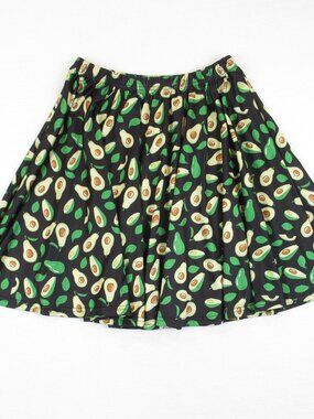 Fancyqube Women Skirt Size S Avocado Novelty Elastic Waist Full Circle
